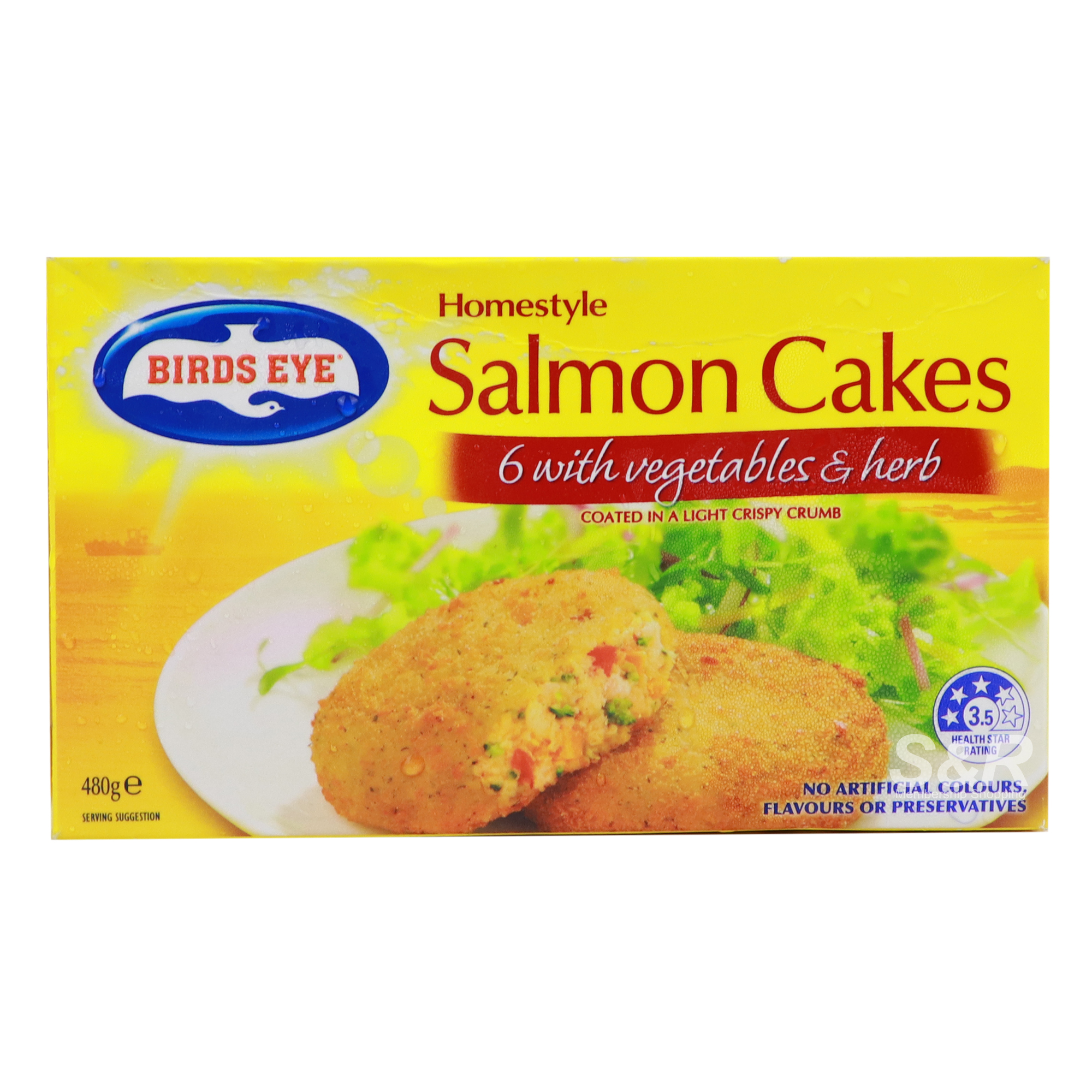 Birds Eye Homestyle Salmon Cakes with Vegetable and Herb 480g Birds Eye Homestyle Salmon Cakes with Vegetable and Herb 480g